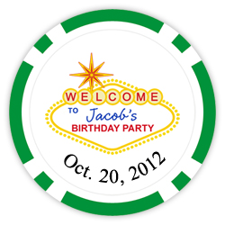 Personalized Poker Chips - Las Vegas Sign - Birthday Party