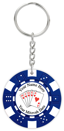 Personalized Poker Chip Key Ring / Key Chain Mitzvah Favors - Dice Style