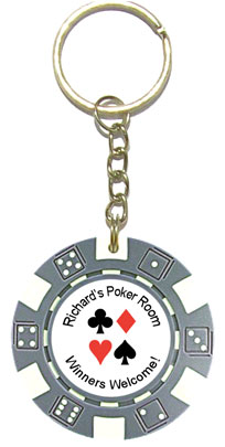 Personalized Poker Chip Key Rings / Key Chains - Dice Style