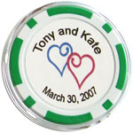 Personalized Poker Chips in Clear Acrylic Keepsake Cases